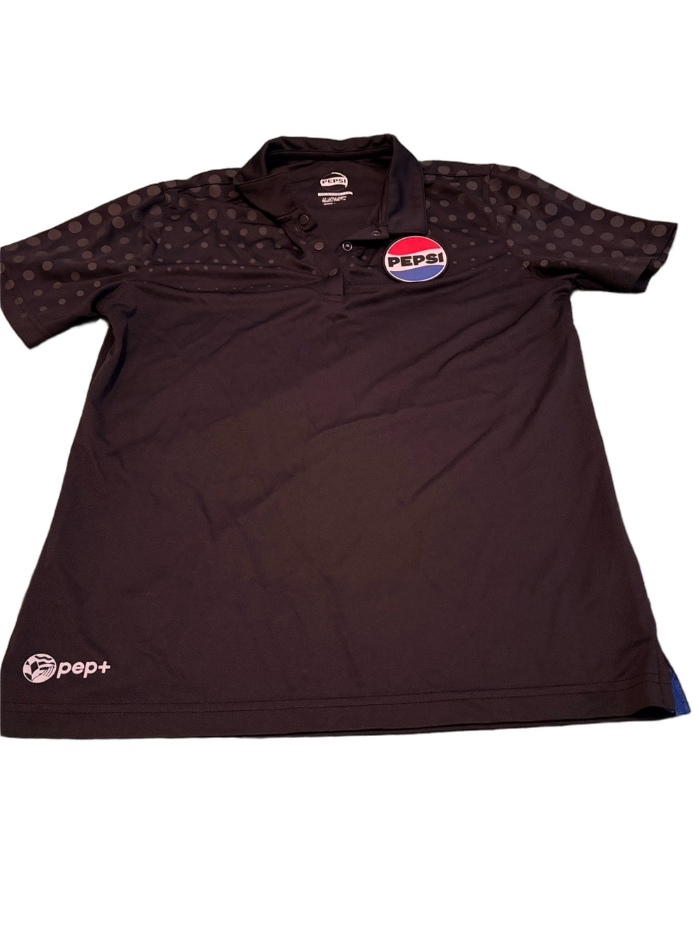 Pepsi Uniform Performance Polo Shirt Black Gray Polka Dot Women’s Small